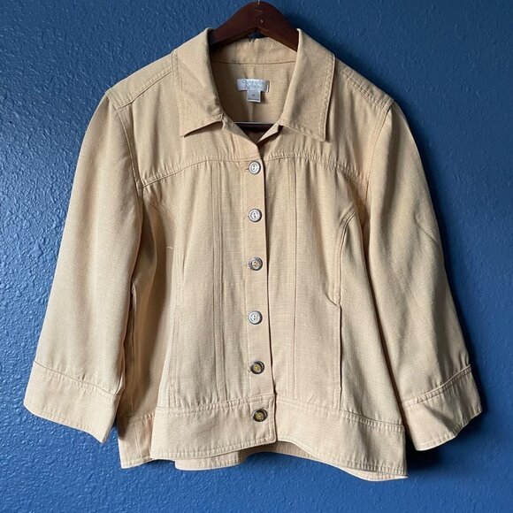 Christopher & Banks Yellow Lightweight Button Up Jacket Women's Size XL Pockets - Picture 1 of 8